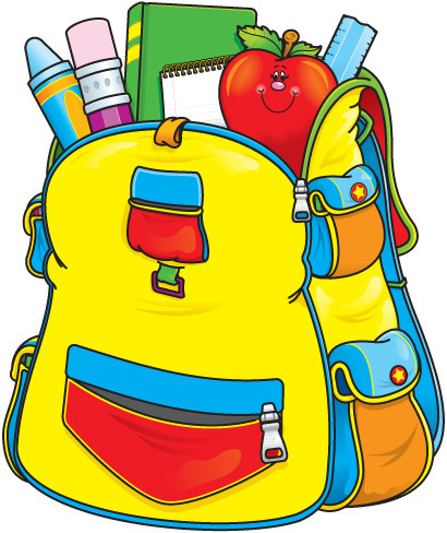 Cartoon backpack with supplies