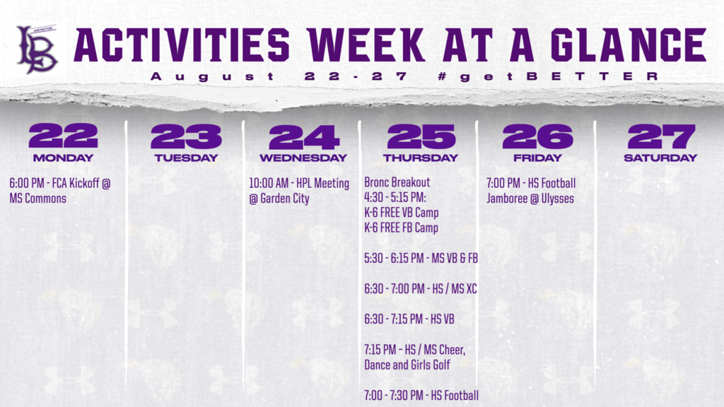 Activities Week at a Glance