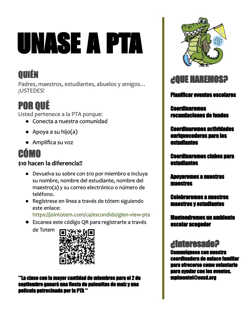 PTA Membership Drive Flyer Spanish