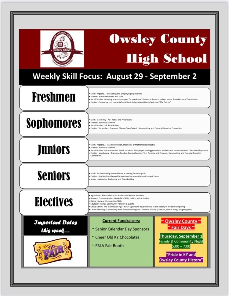 OCHS Weekly Skill Focus