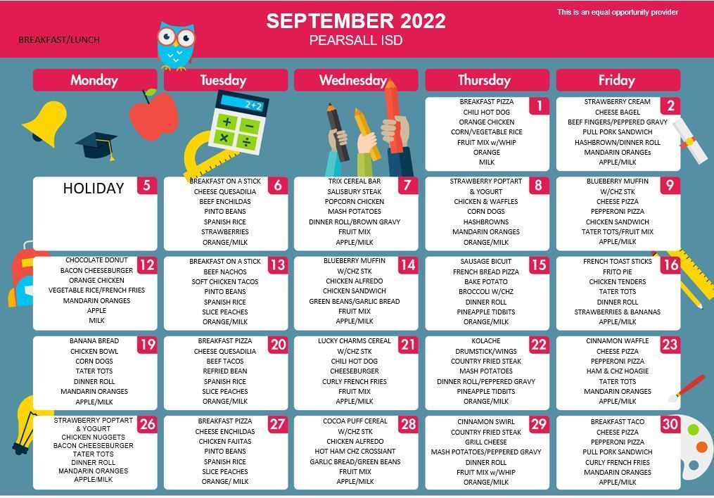 September Lunch Menu