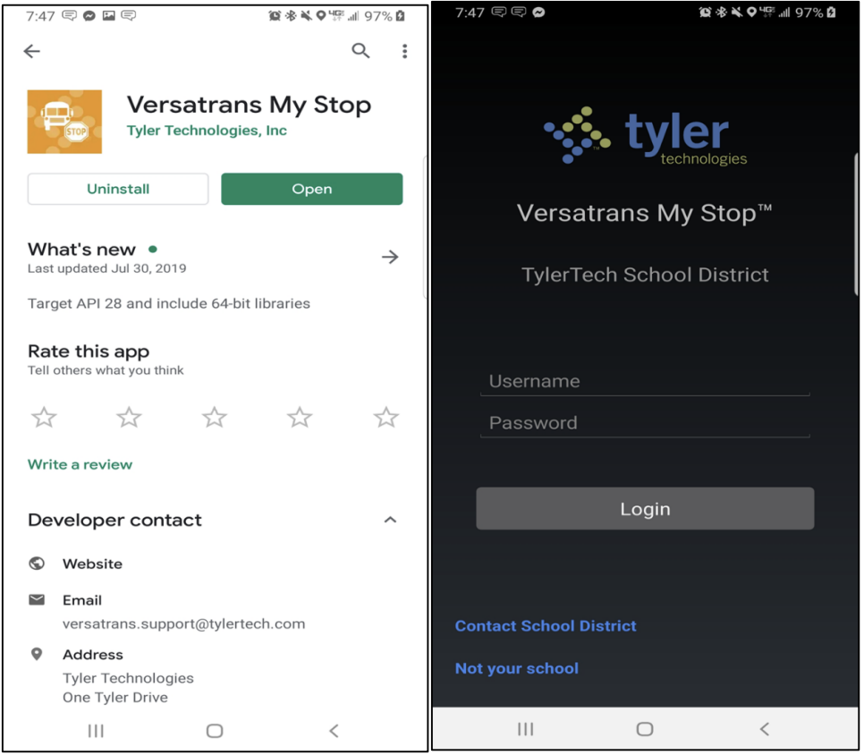 MyStop App Info