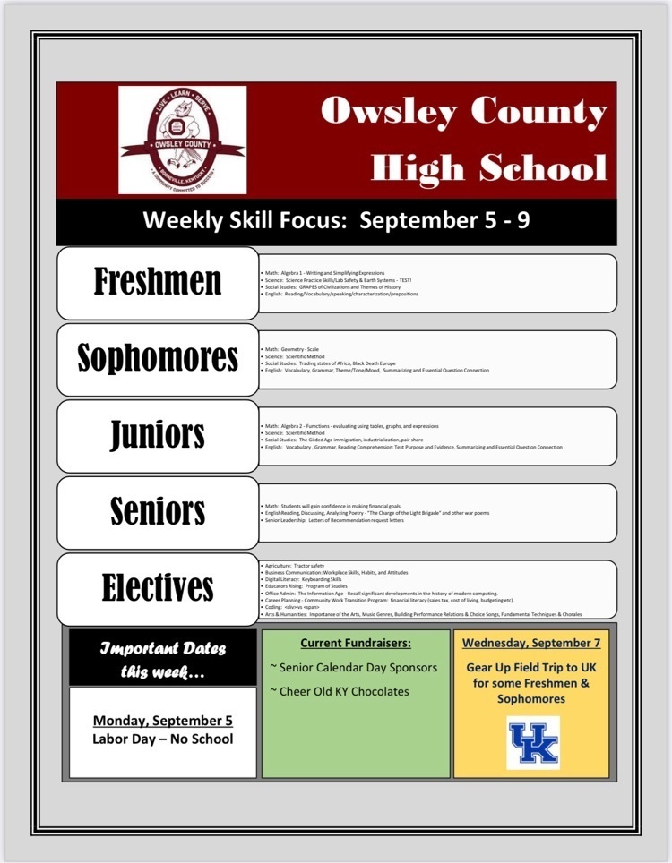 OCHS Weekly Skill Focus