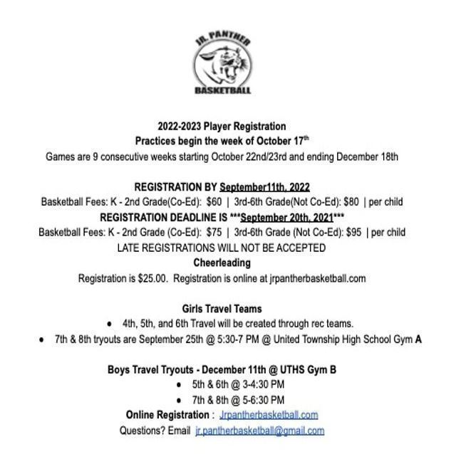 Jr. Panther Basketball flyer
