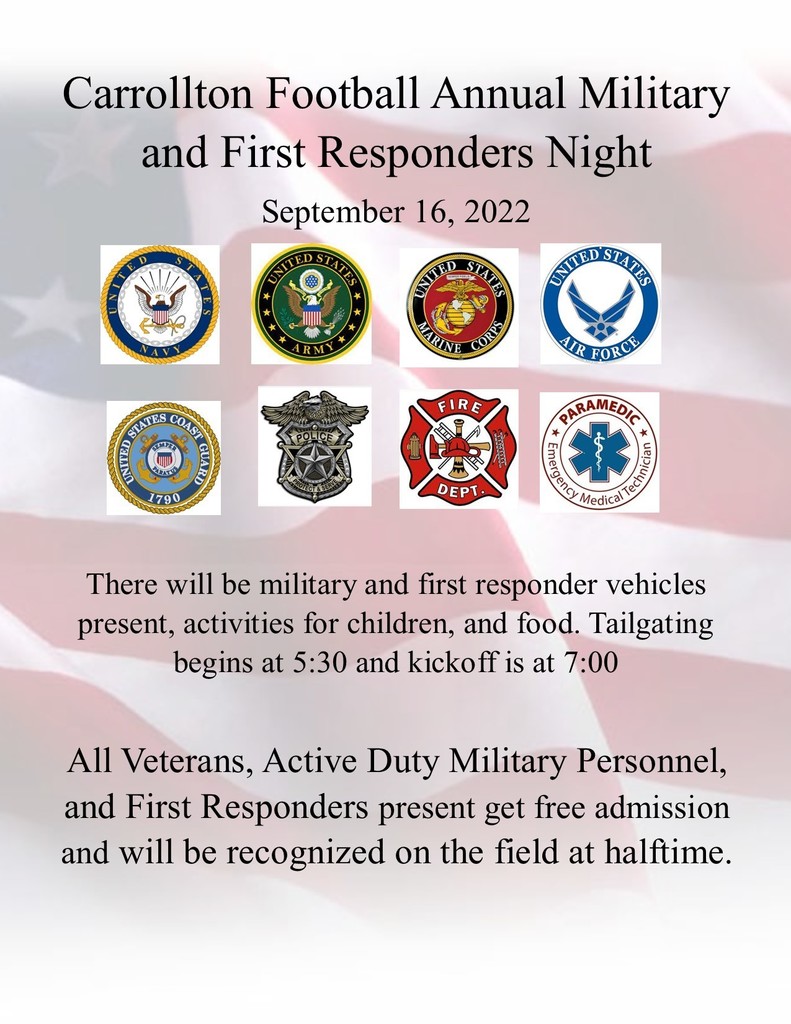 Carrollton Football Annual Military and First Responders Night