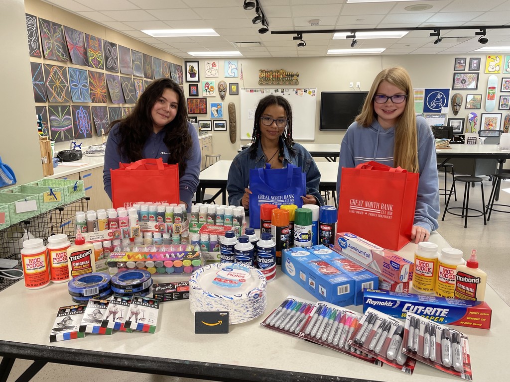 Florence Students with Art Supplies that were donated