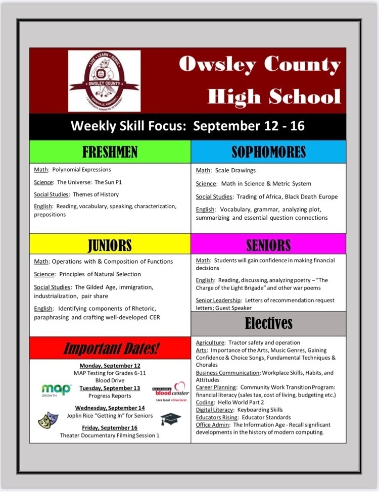 OCHS Weekly Skill Focus