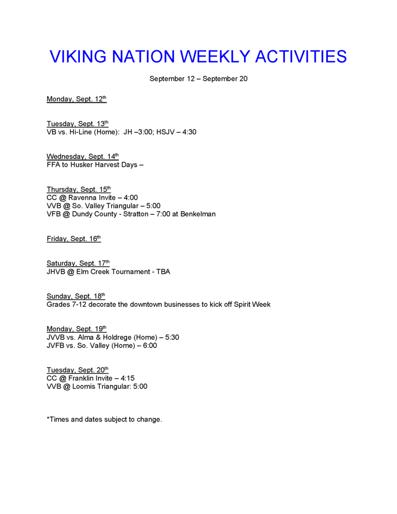 Activities 0912/0930