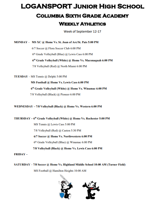 weekly athletics 9.12