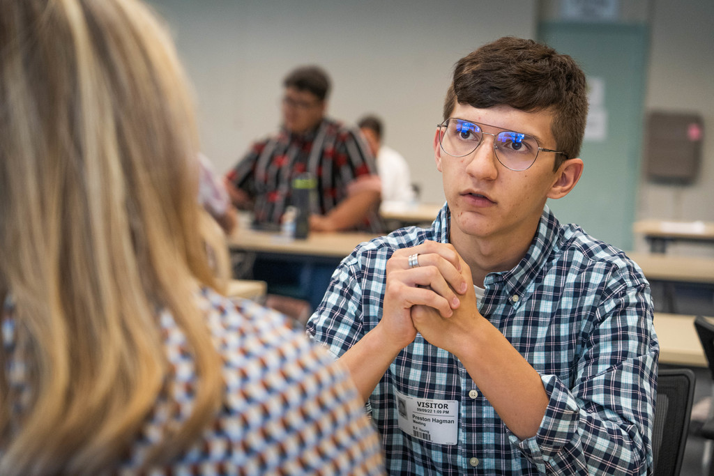 ECO Student interviewing with woman