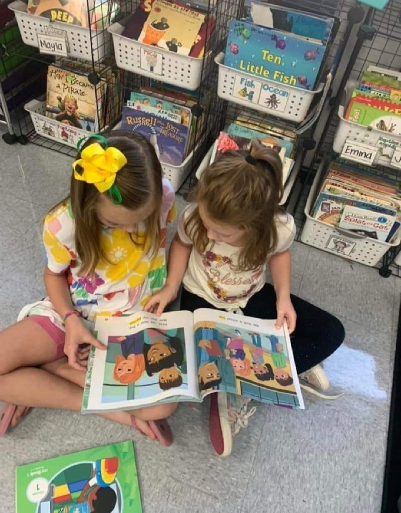 students reading