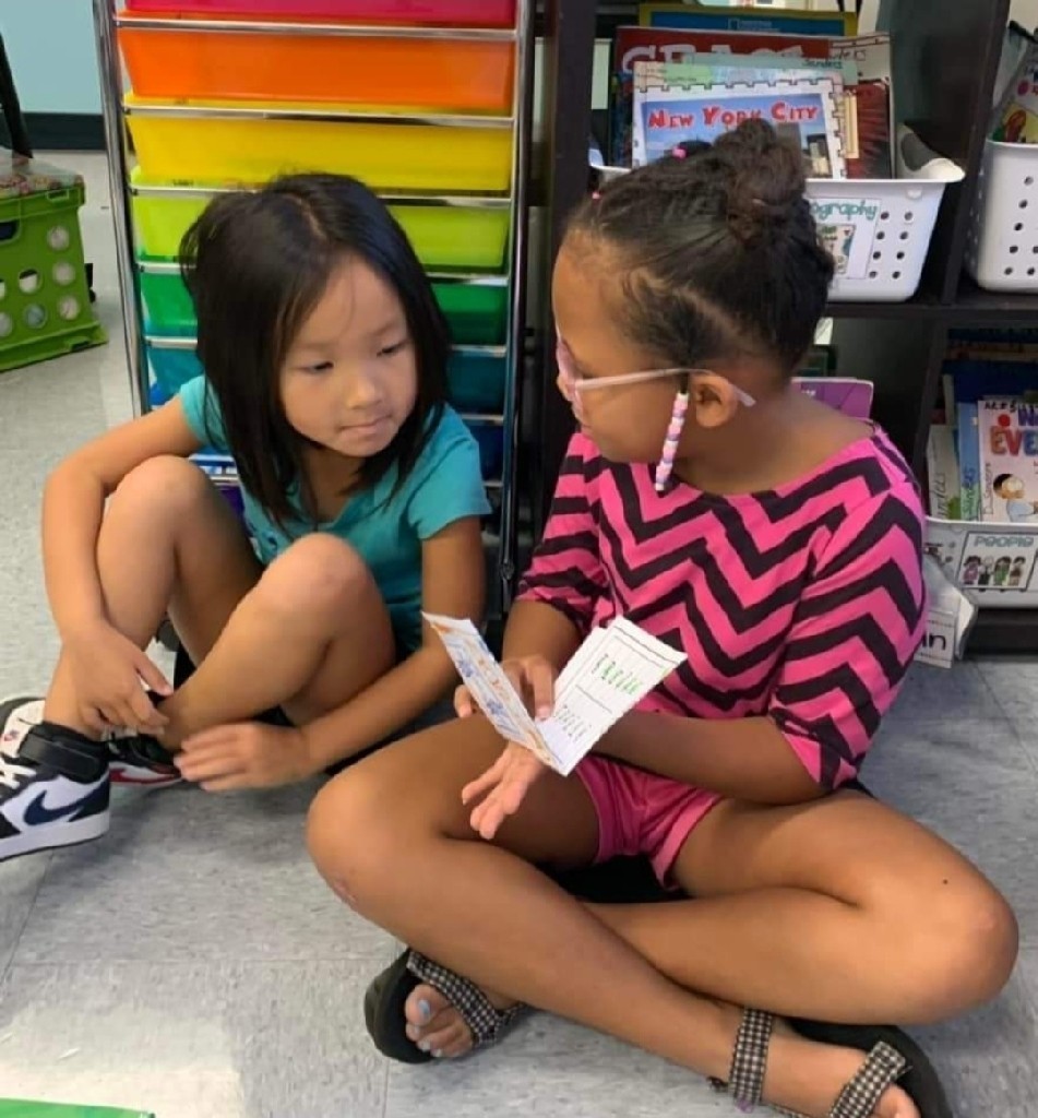 students reading