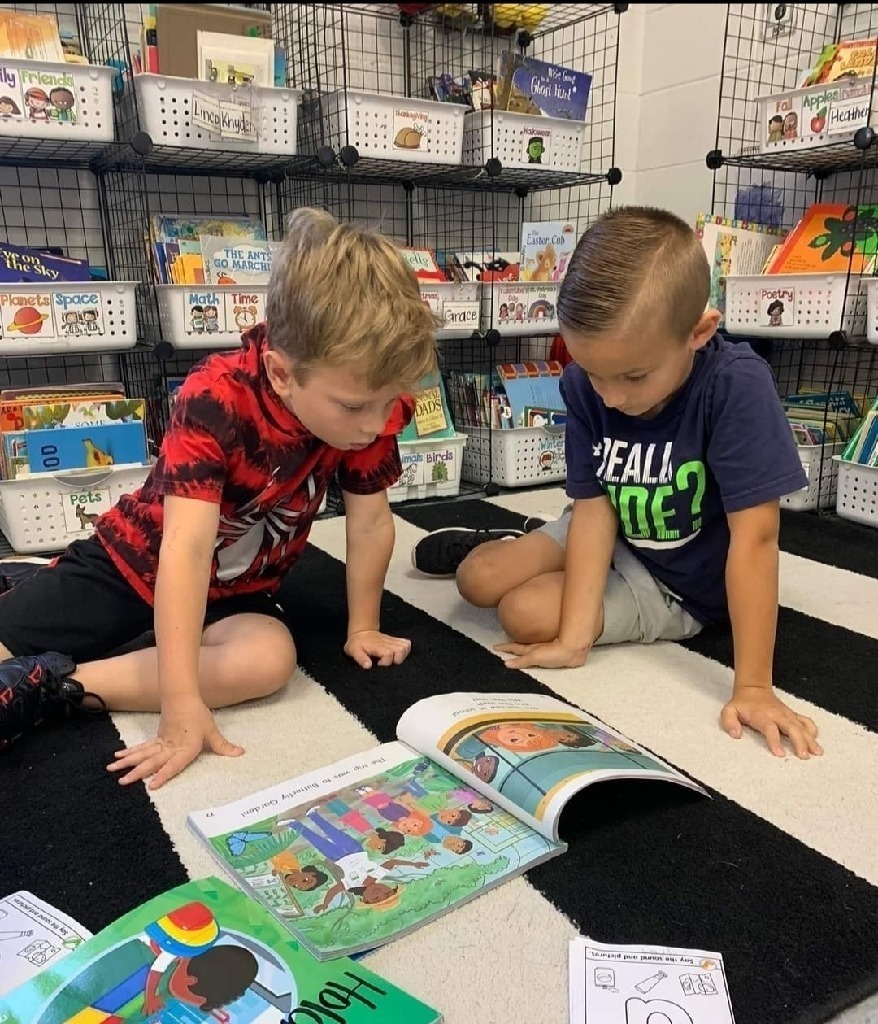 students reading