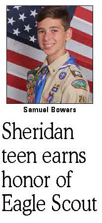A photo of Samuel Bowers above the words "Sheridan teen earns honor of Eagle Scout" from the Sept. 10, 2022, edition of the Dunkirk Observer newspaper.