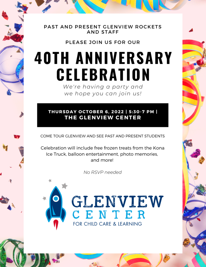 Glenview Center's 40th Anniversary Flyer