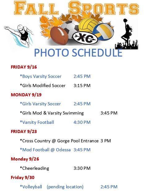 Sports photo schedule