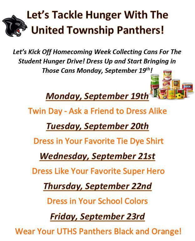 UTHS Homecoming Spirit Week graphic