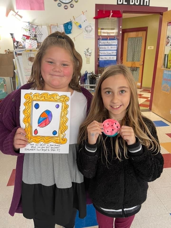 Two students with their dots