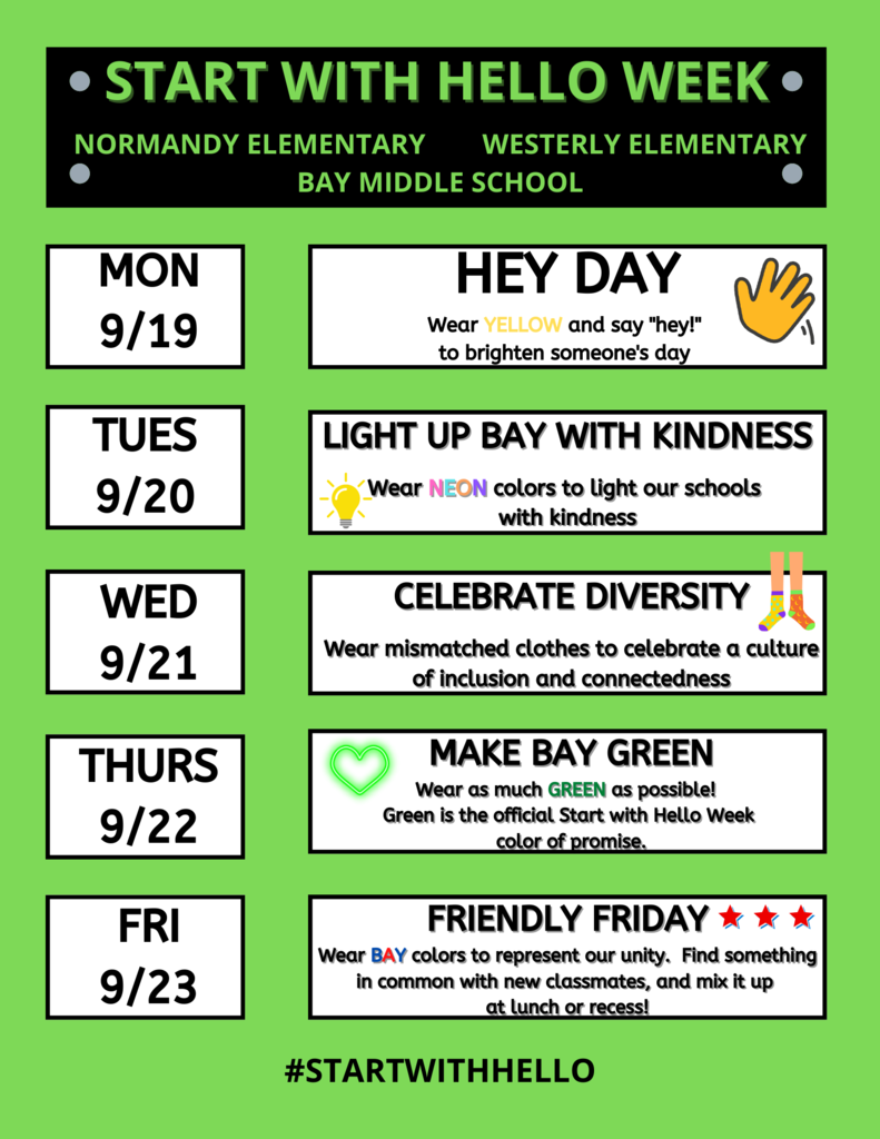 Start With Hello Week Spirit Week Flyer for September 2022