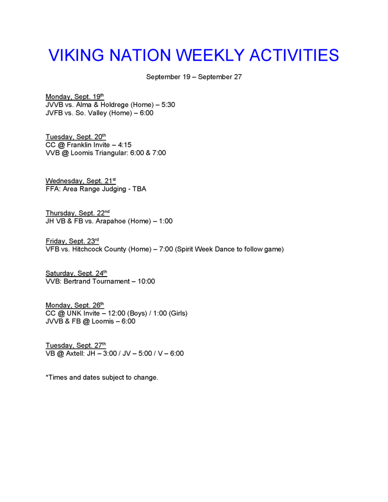 Weekly activities 0919-0927