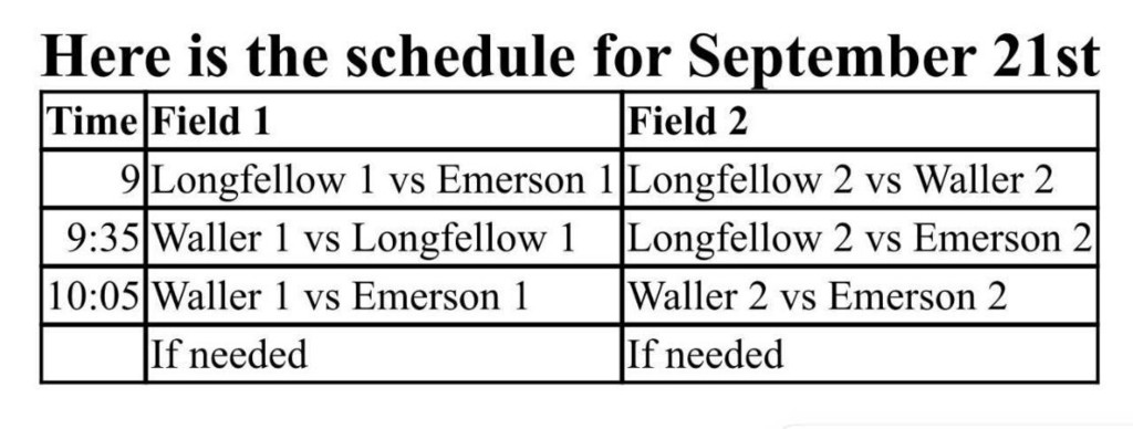 Flag Football Schedule