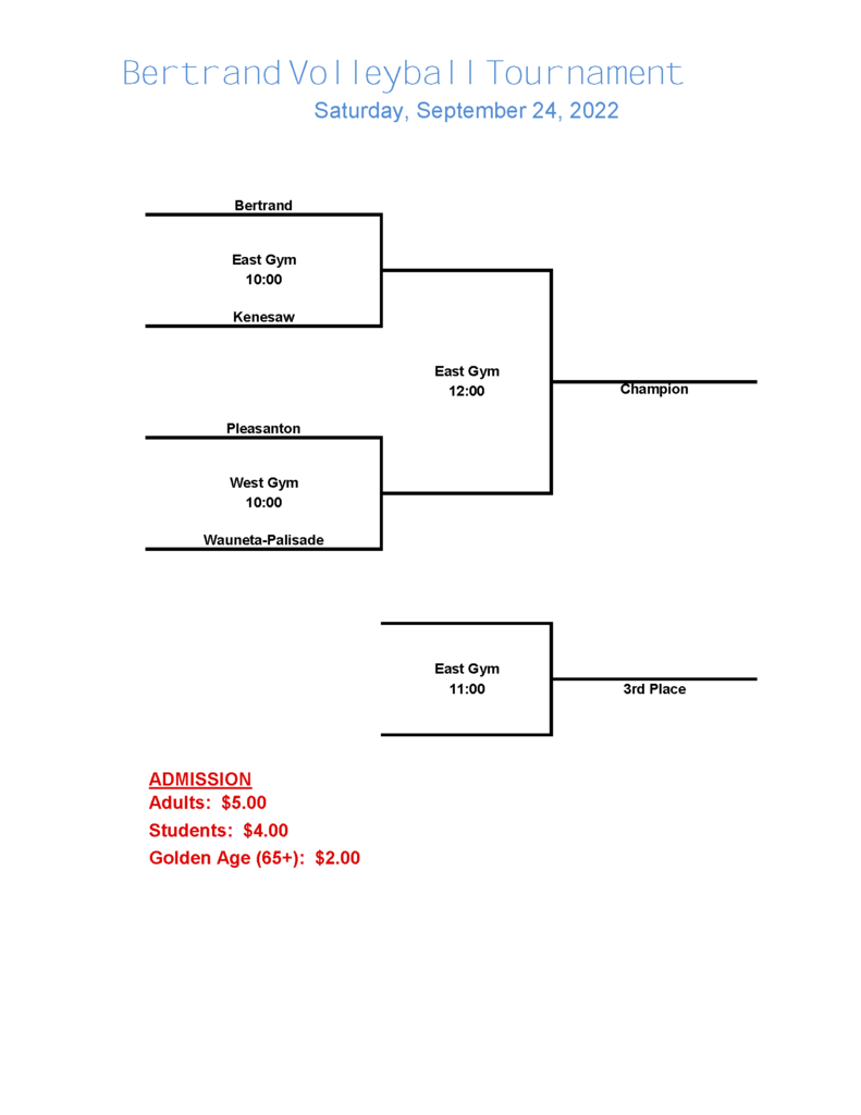 2022 VB Tournament Bracket