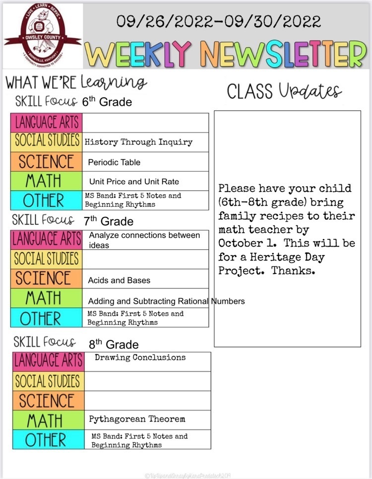 OCMS Weekly Newsletter