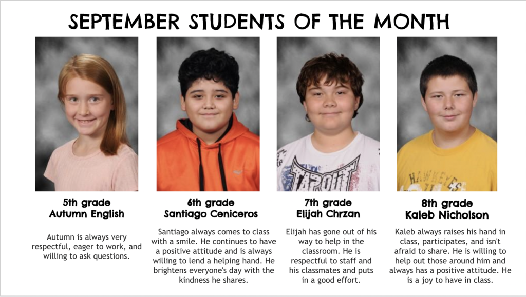 MPMS September students of the month