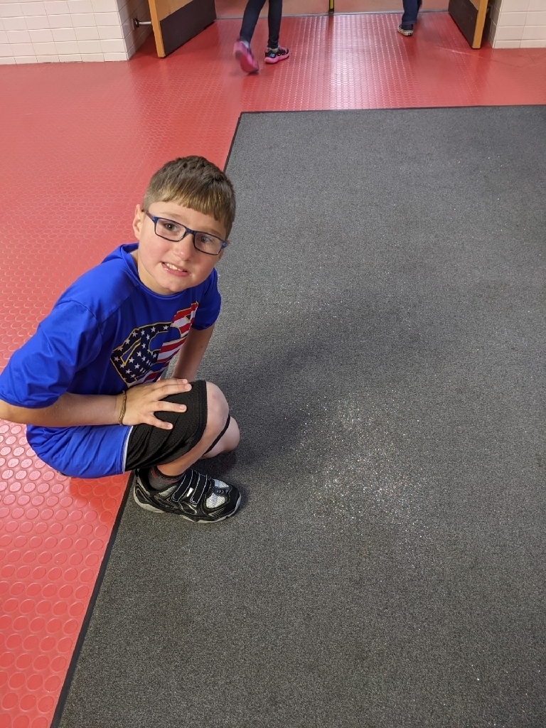 A student studying the glitter.
