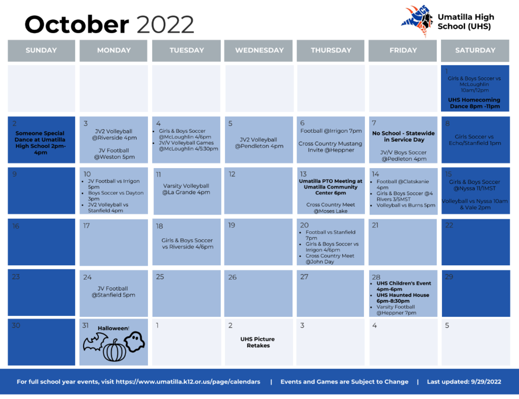 UHS Calendar