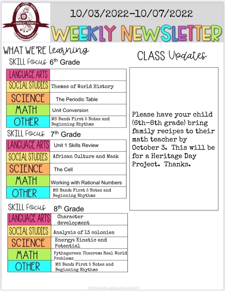 OCMS Weekly Newsletter