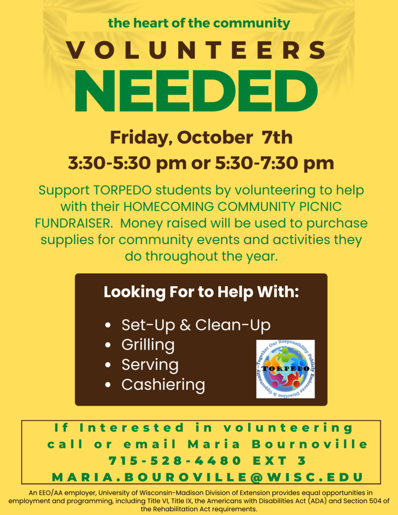 Volunteers Needed Friday October 7th, 2022