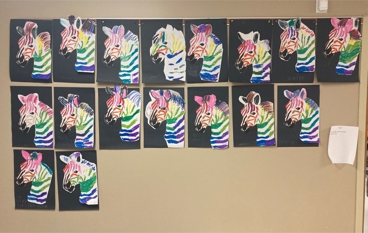 2nd grade art “color Zebras”