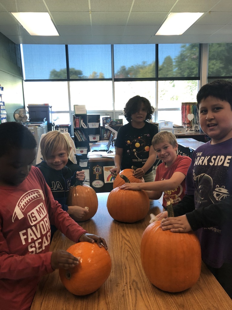 Students with pumpkins