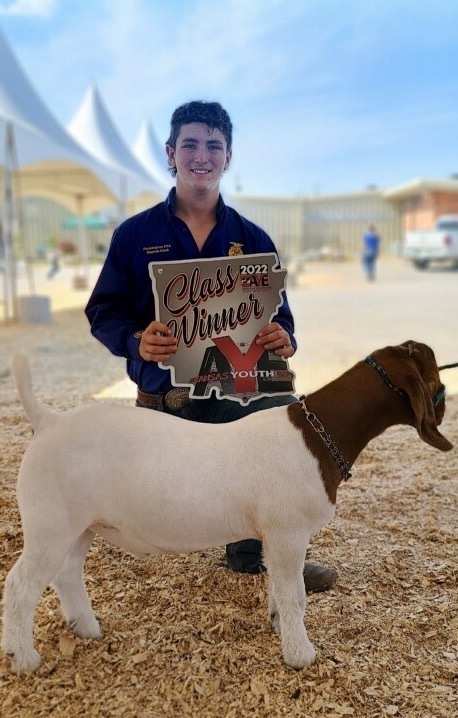 picture of student and goat