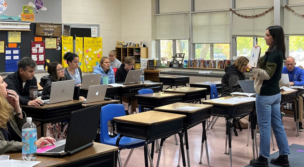 Westfield educator conducts professional development session while other teachers sit at desks and listen