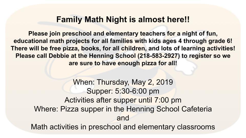 Math title night information