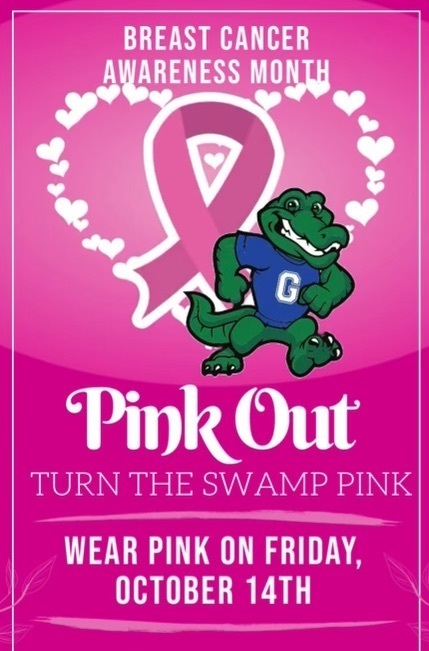Breast Cancer Awareness Month - Pick Out - Turn the Swamp Pink - Wear pink on Friday, October 14th.