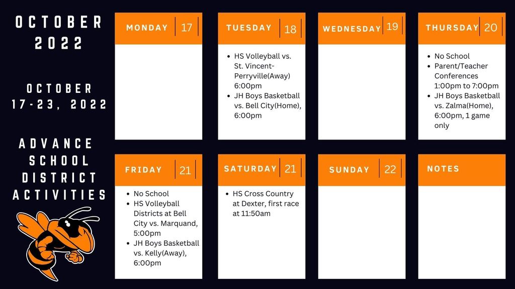 Advance R-IV Activities for 10/17 to 10/22