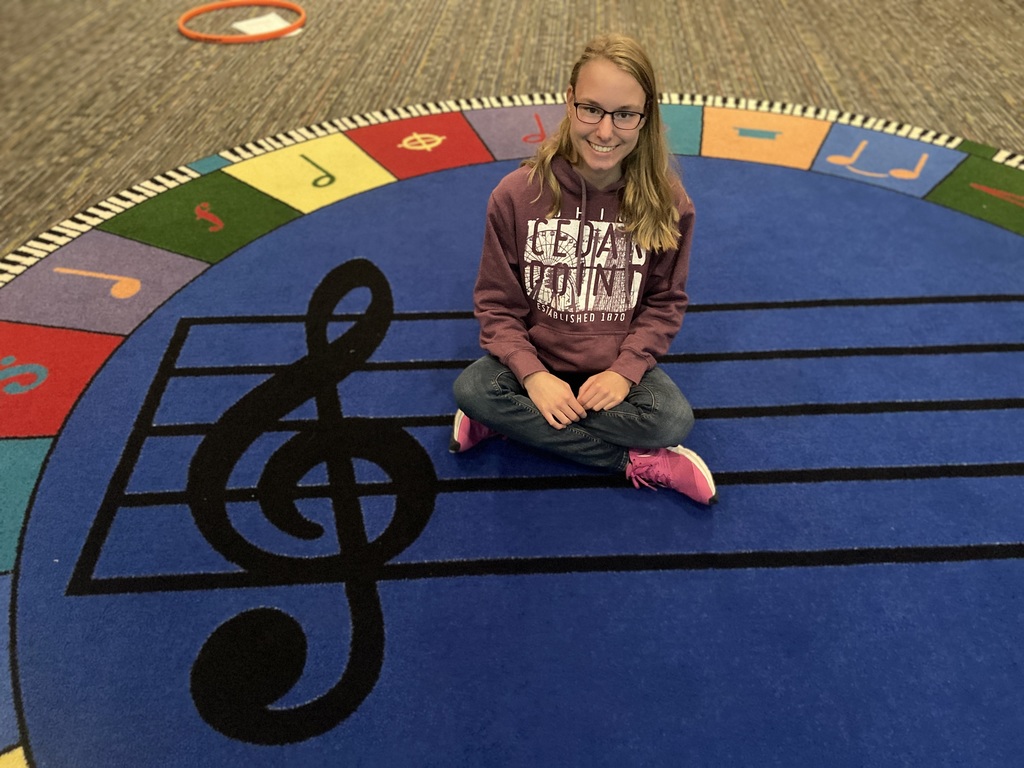 Woman on music rug