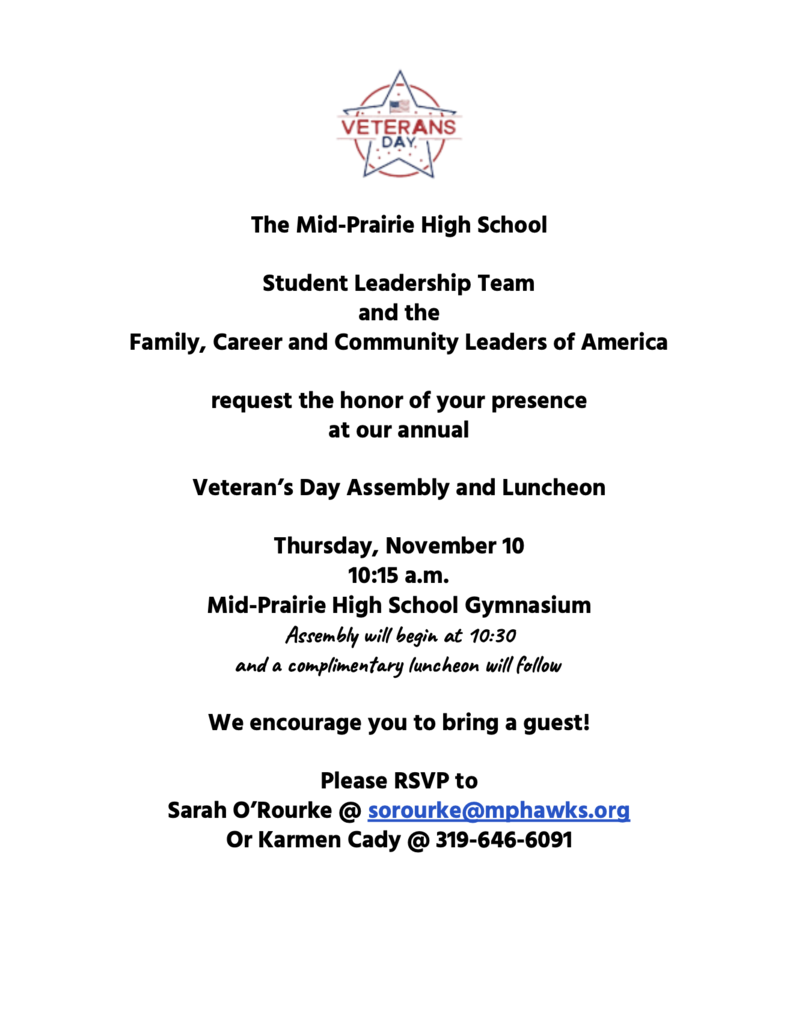 Veteran's Day assembly invitation