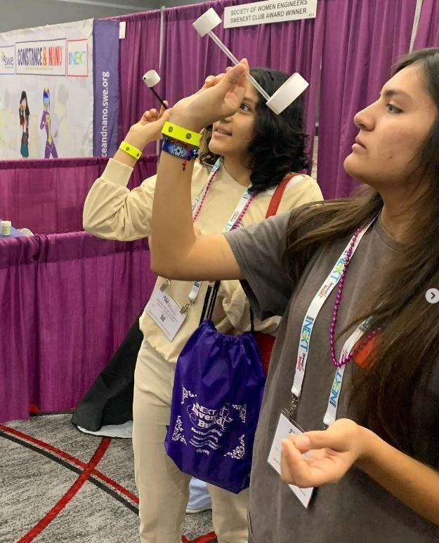 Royal Seniors Stephanie and Salma enjoyed a day at the Society of Women Engineers (SWE) Invent It. Built It. Event #WE22 #FalconPride #royal❤️