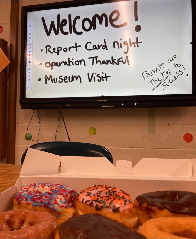 welcome parents! agenda on the board and donuts on the table