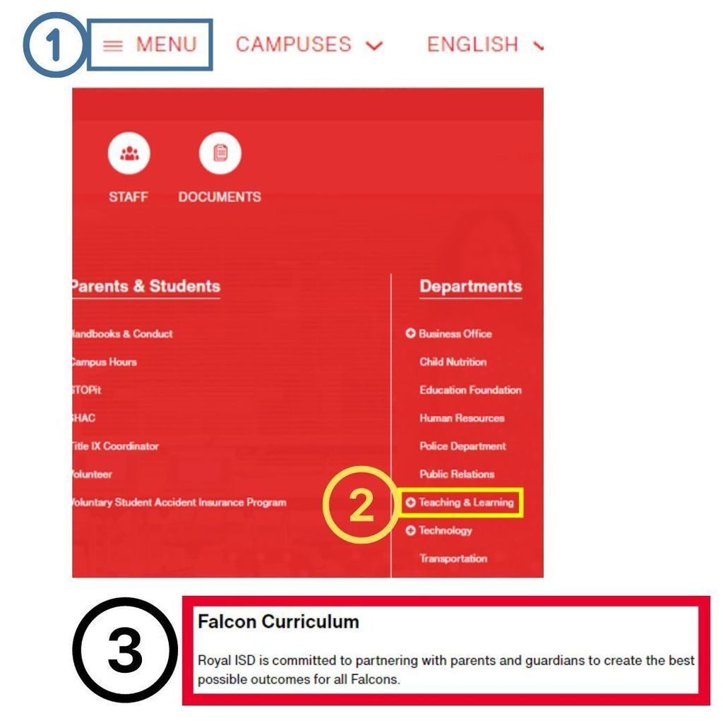 Royal recently posted a news item with instructions on how to access the curriculum on the RISD website (Menu/Departments/Teaching & Learning). For reference, we have updated the news item with the direct links to the materials. https://www.royal-isd.net/article/881505