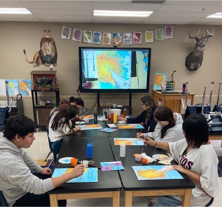 Art 1 students working on acrylic painting!