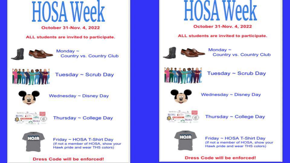 HOSA Week 10/31-11/4