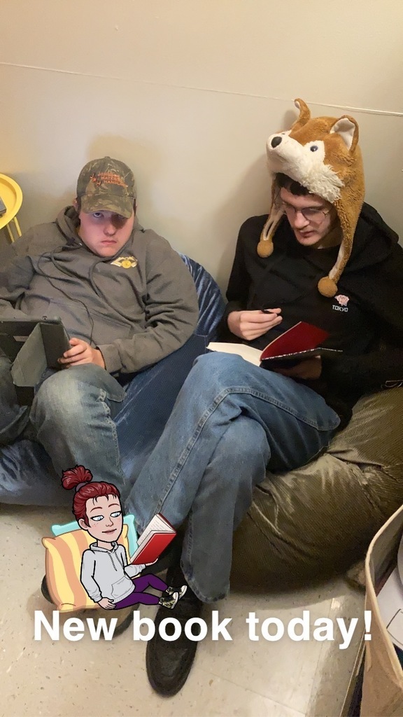 students reading