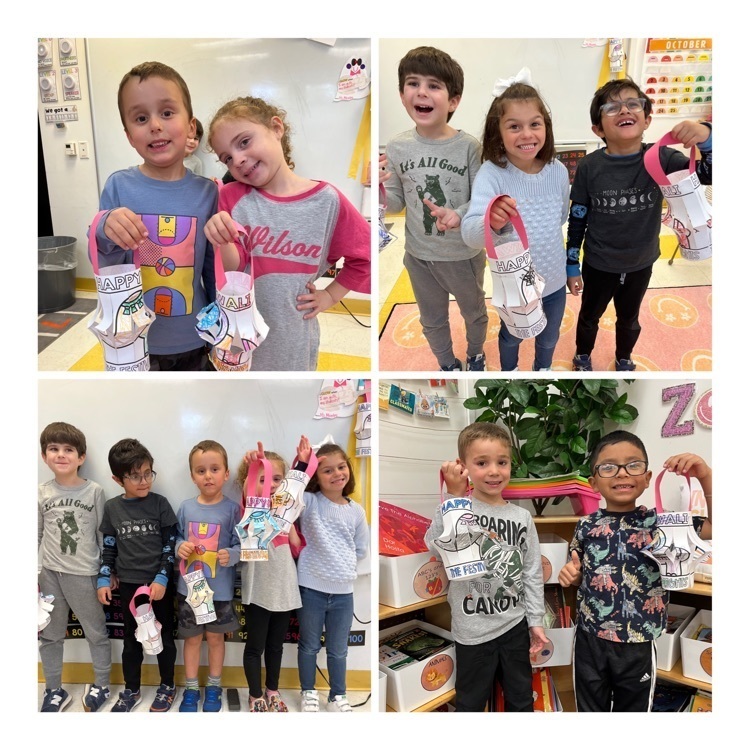students showcase lanterns made in honor of Diwali.