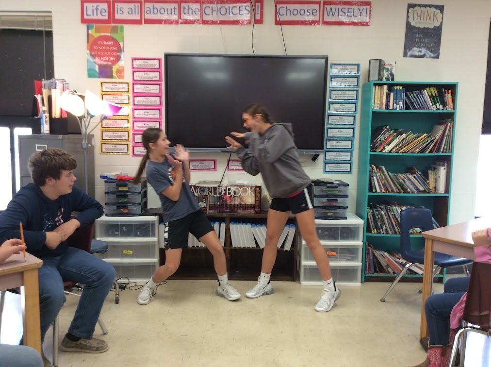 7th Grade drama presenting their tableau. 