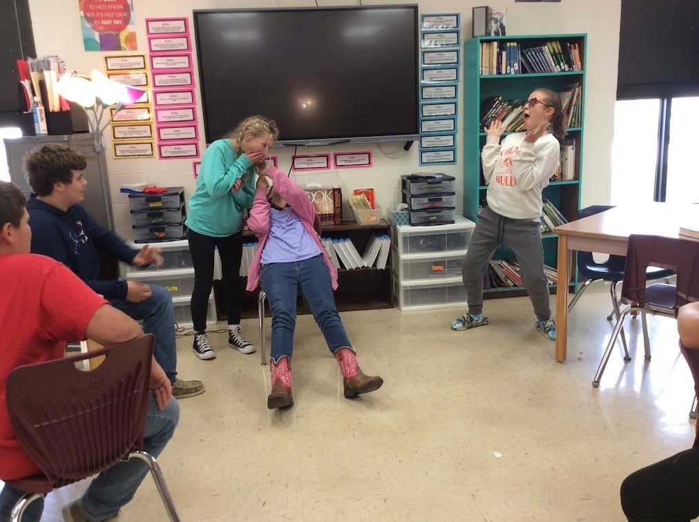 7th Grade drama presenting their tableau. 
